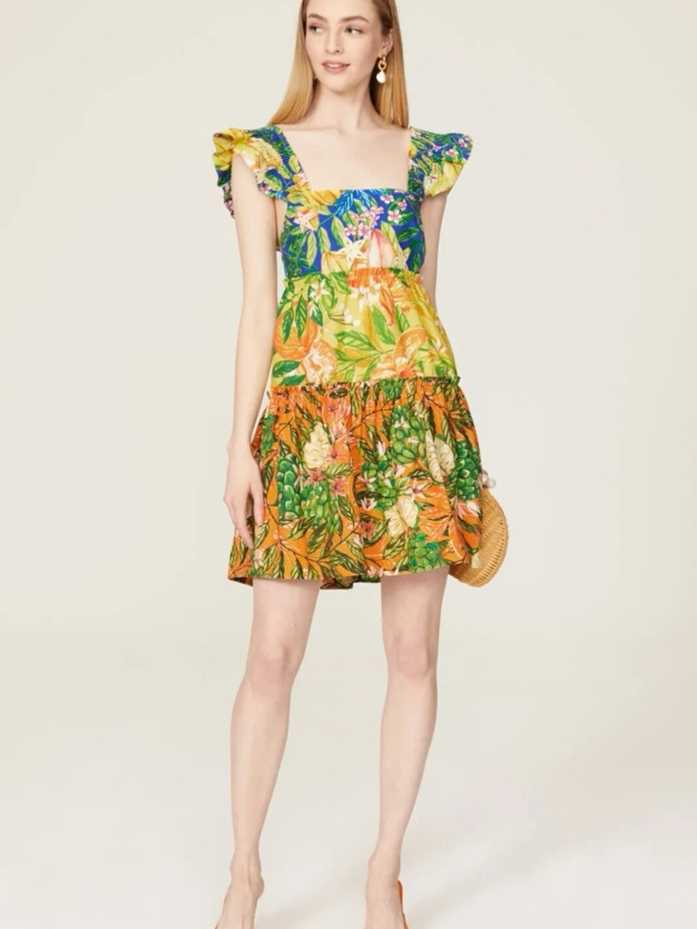 Farm Rio Caipirinha Tropical Tiered Cotton Minidress Size M - Picture 3 of 6